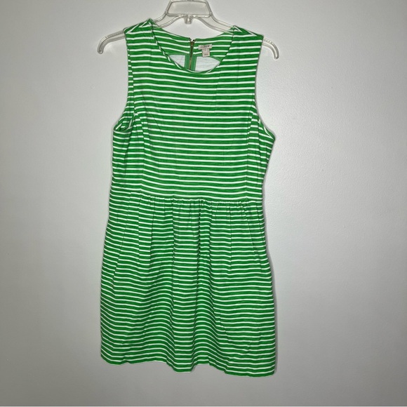 J. Crew Factory Dresses & Skirts - J. Crew Factory Green and White Stripe Sleeveless Exposed Zipper Dress Size XL